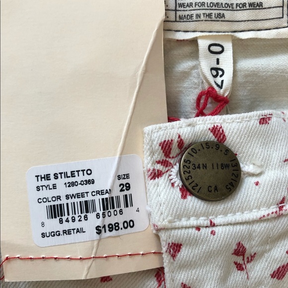 NWT Current Elliott Stiletto Sweet Cream Ditsy jeans Size 29 - Picture 6 of 9